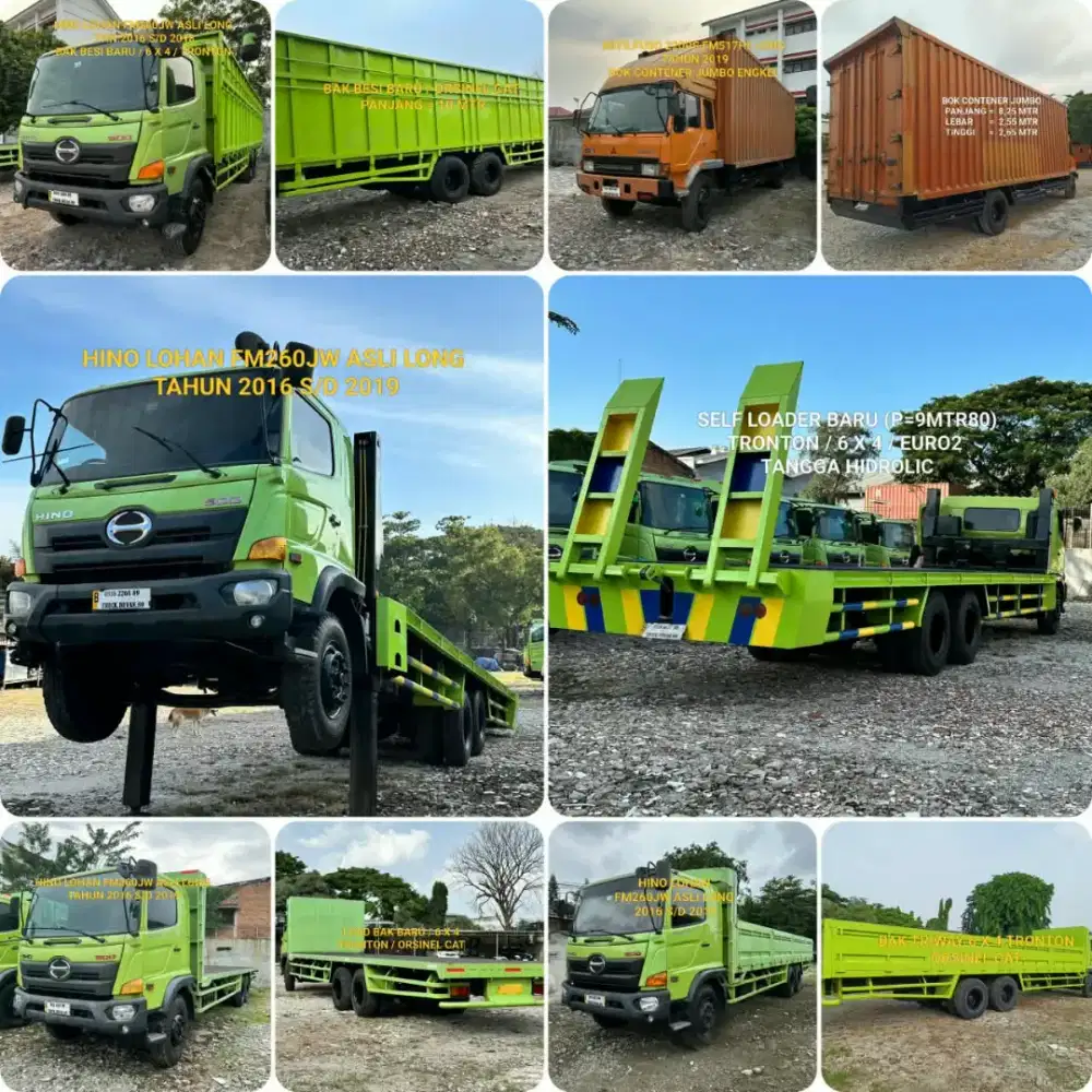 HINO LOHAN FM260JW ASLI LONG 6X4 SELFLOADER BARU TRONTON SIAP JALAN