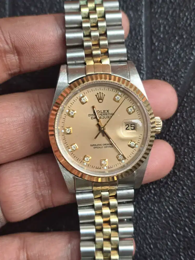 Jam tangan rolex italy model 16233 crown emas