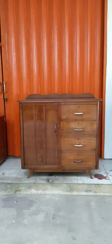 Vintage attainable chifferobe wardrobe with jengki legs