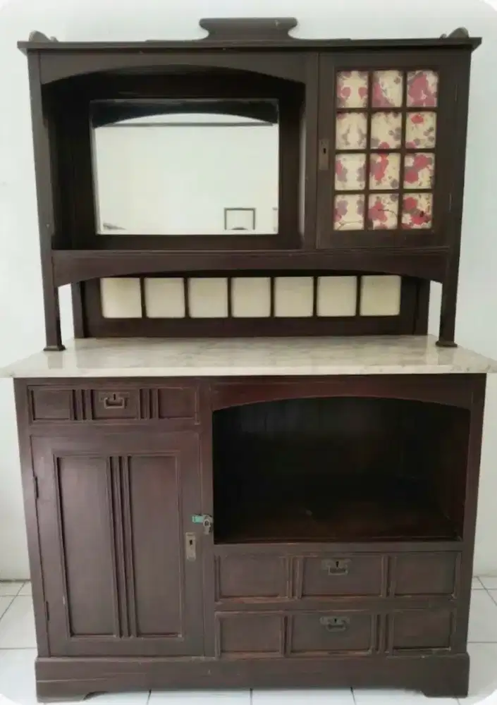 Credenza Indische Colonial Classic Buffet Marmer Pualam Jati asli