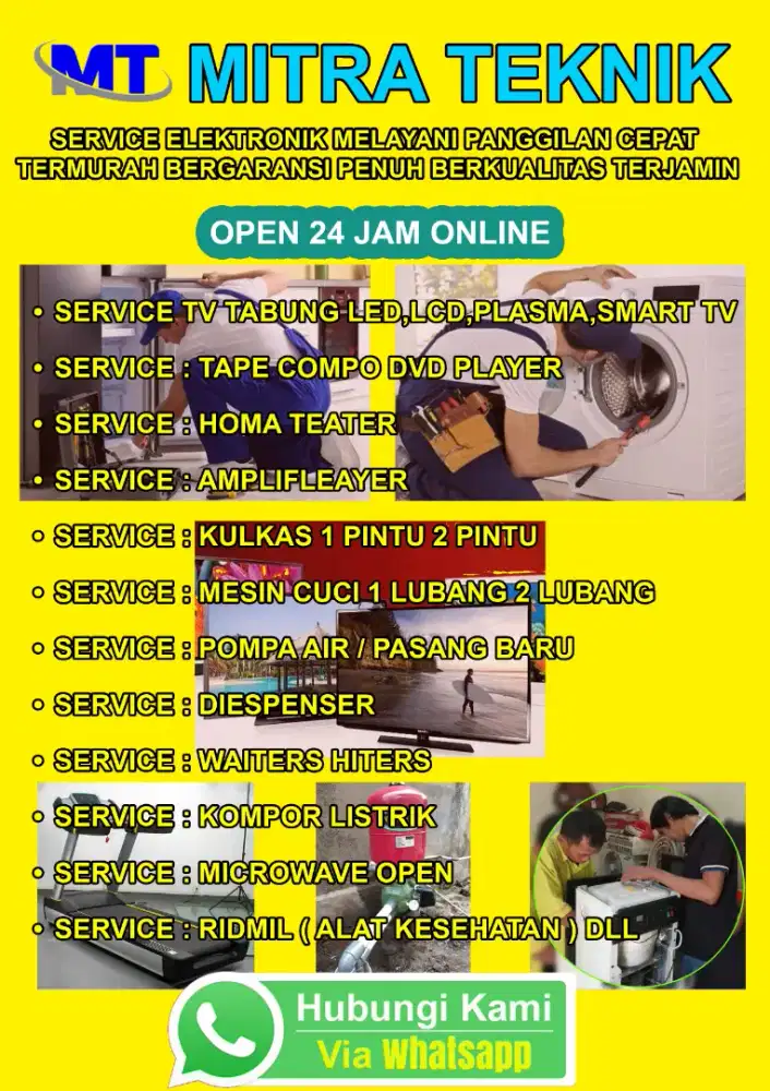 SERVICE TV LED, LCD, TEP DVD, MESIN CUCI, POMPA AIR DAN PASANG BARU.