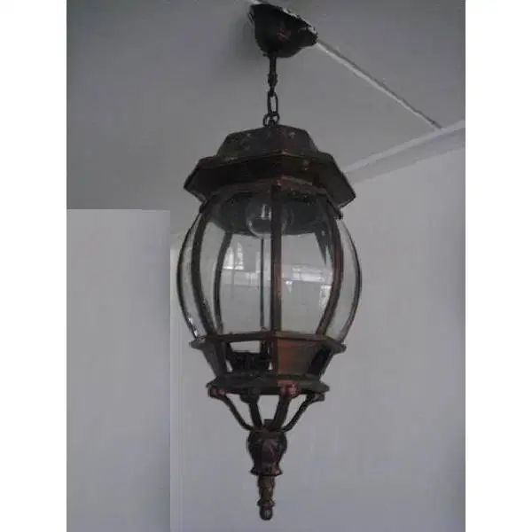 Vintage art deco lampu gantung antik gelas kristal cekung di slep