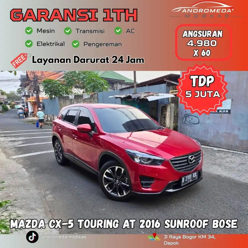 TDP TERMURAH 5 JT MAZDA CX-5 TOURING AT 2016 SUNROOF BOSE FACELIFT JOS