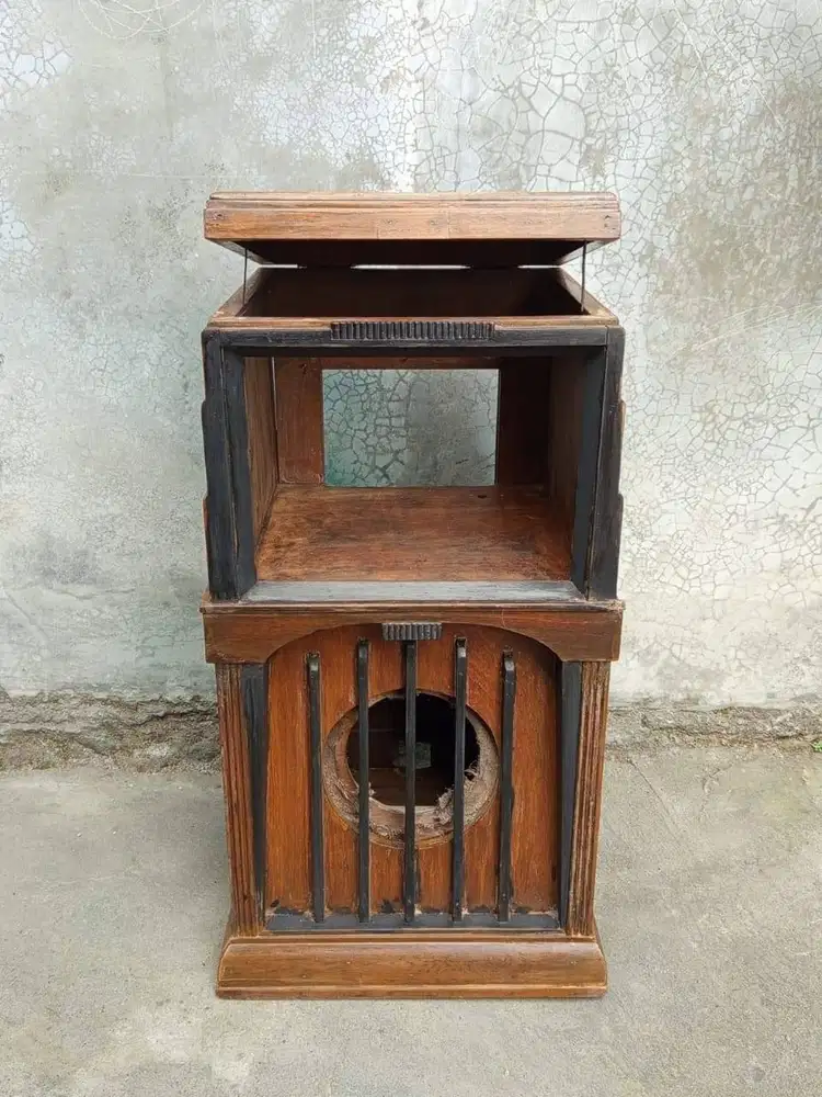 Box Kabinet Radio Antik Kayu Jati Tua Original - Vintage Art Deco Lang