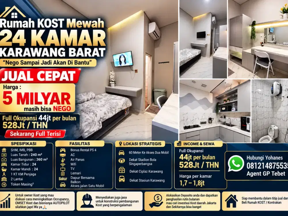 Rumah KOST Mewah 24 KAMAR KARAWANG BARAT