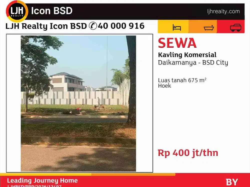 Disewakan Kavling Komersial Daikamanya BSD City