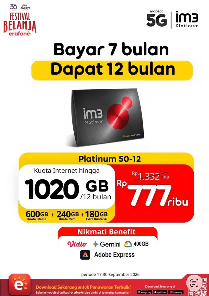 PAKET INTERNET INDOSAT 85GB ONLY 58RB/BULAN . GRATIS NOMOR CANTIK