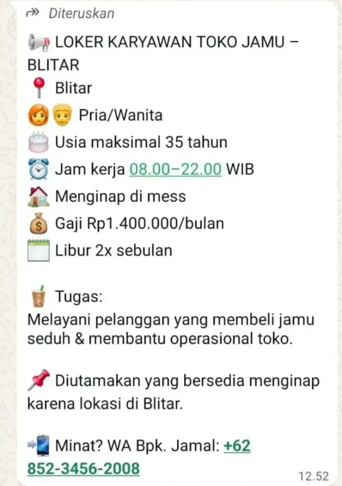 Loker blitar jaga toko
