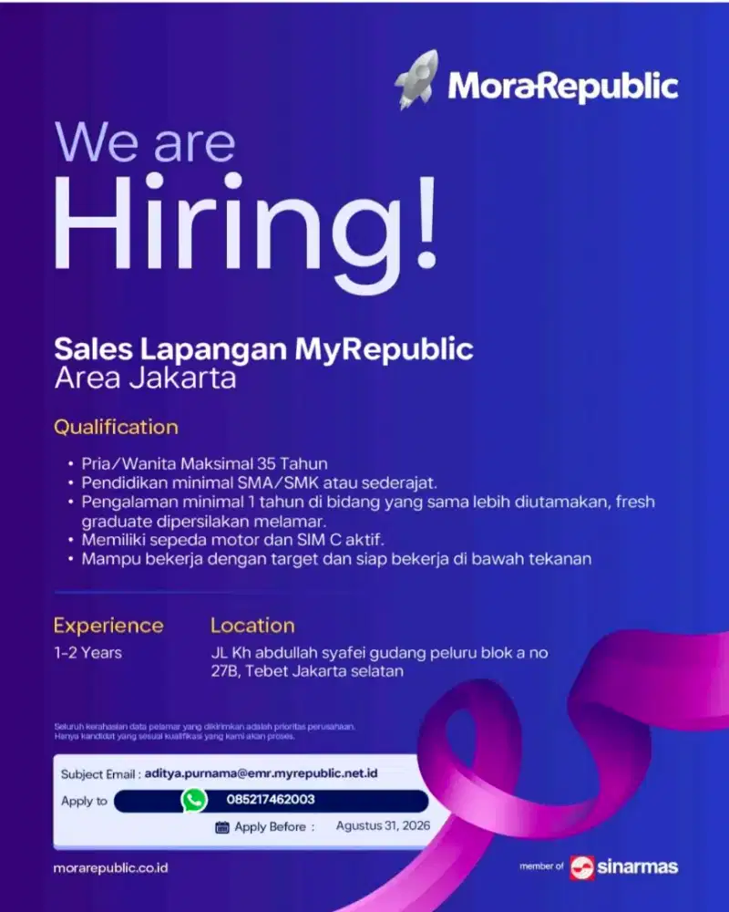 Lowongan kerja my Republik area pusat