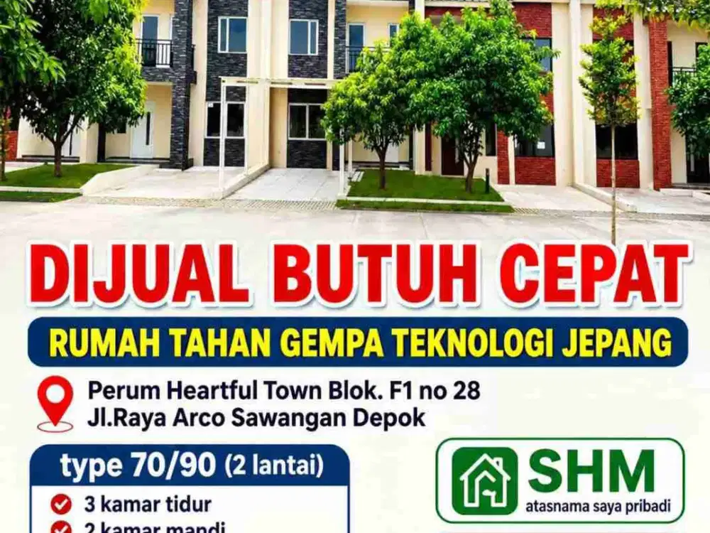 Dijual Cepat Rumah Tahan Gempa di Depok