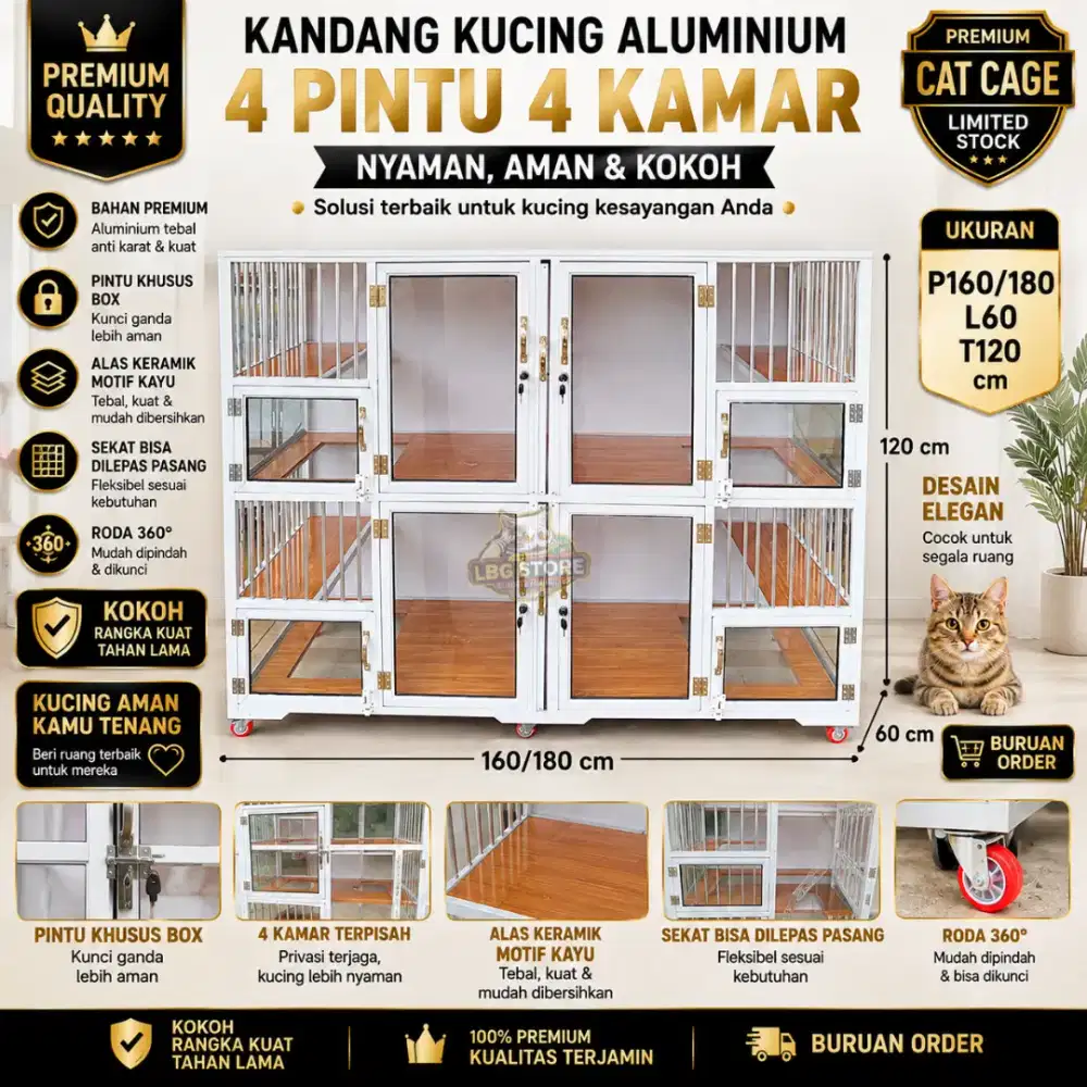 Kandang kucing alumunium 4 Kamar