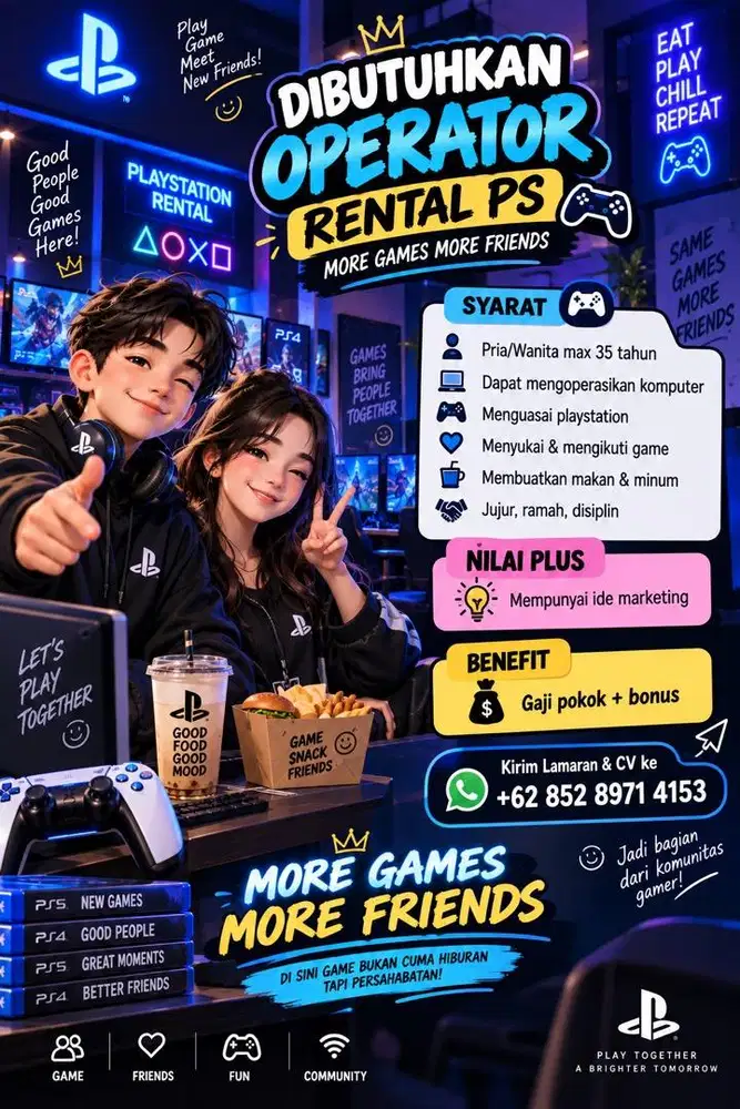 Dicari operator rental PS