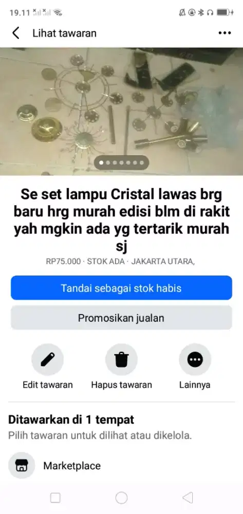 Se set lampu Cristal lawas brg baru hrg murah blm di rakit yah murah2
