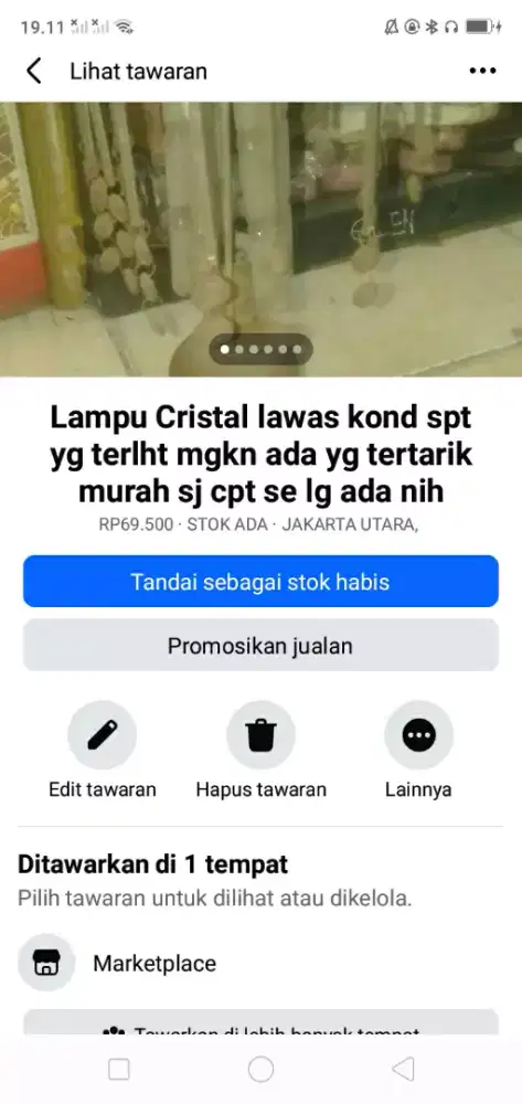 Lampu Cristal lawas kond bgs mgkn ada yg tertarik murah sj cpt dpt yah