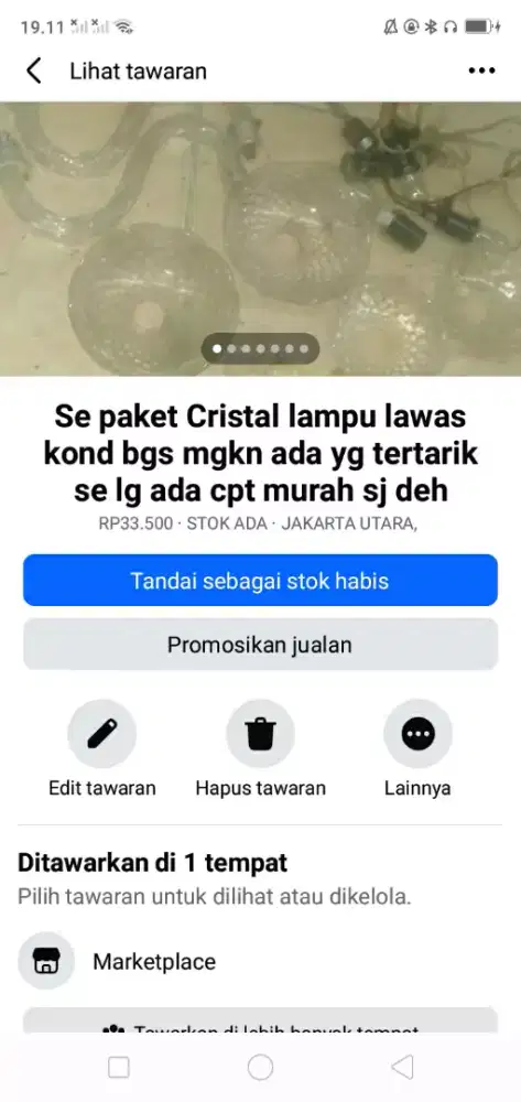 Se paket Cristal lampu lawas kond bgs mgkn ada yg tertarik murah sj
