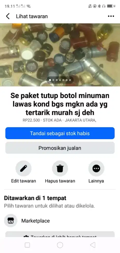Se paket tutup botol minuman lawas kond bgs mgkn ada yg tertarik murah