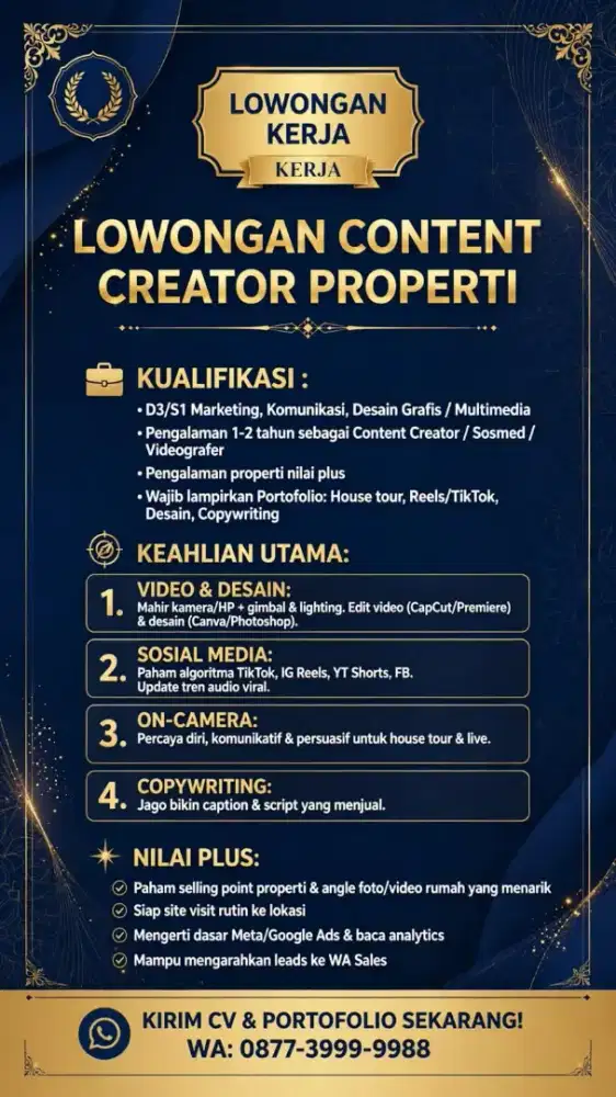 Lowongan content creator properti