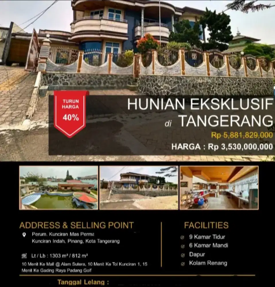 Dijual Rumah 2 Lantai Perumahan Kunciran Mas Permai