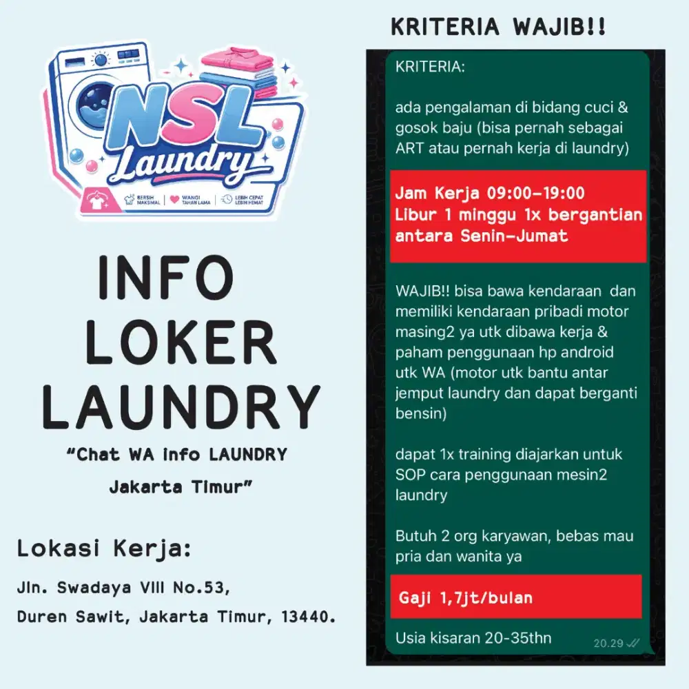 Lowongan kerja laundry