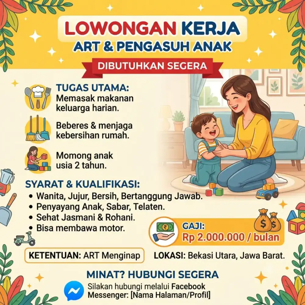Dicari : ART menginap