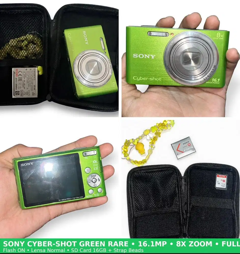 Sony Cyber-shot W730 Hijau Lime - Mulus Fullset Digicam Y2K 16MP