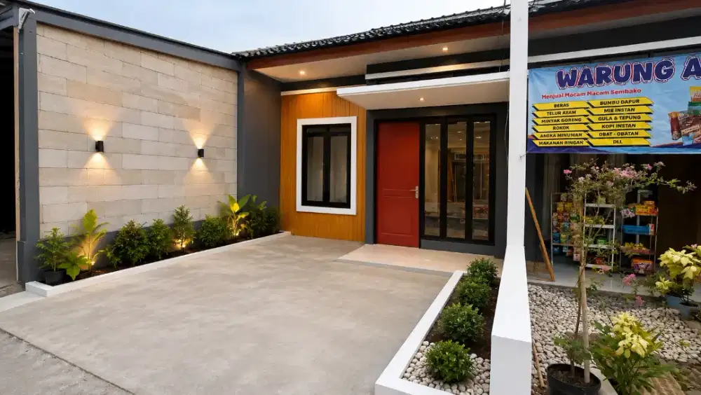Rumah mininalis modern, 2 KT, 1 KM, hadap timur bandung