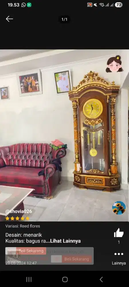 Lemari Jam Hias Rahwana Kayu Jati