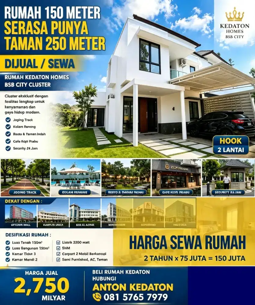 Sewa murah furnished 2LT KEDATON BSB mansion woodland ivy park hilago