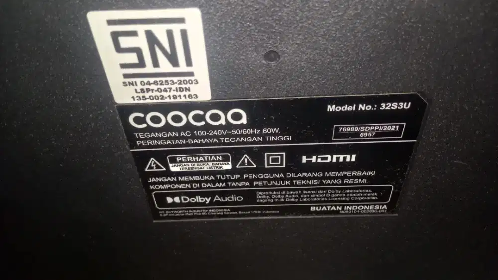 Tv led coocaa smart digital 32inchi mulus