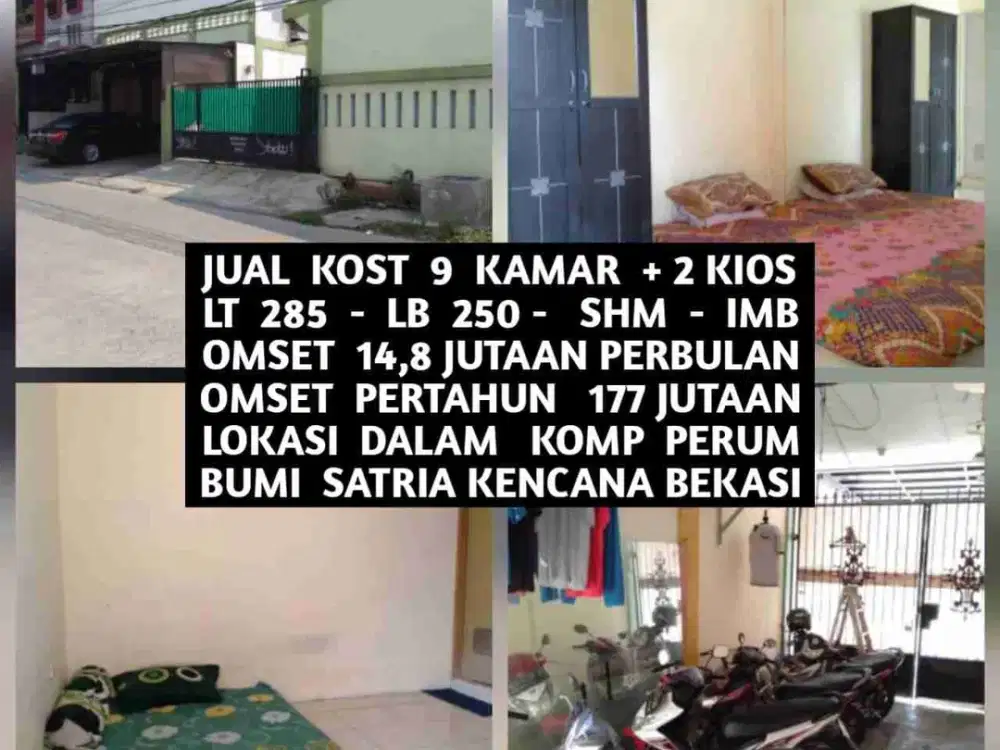JUAL KOST KOSAN PLUS 2 KIOS AREA PERUM BUMI SATRIA KENCANA KOTA BEKASI