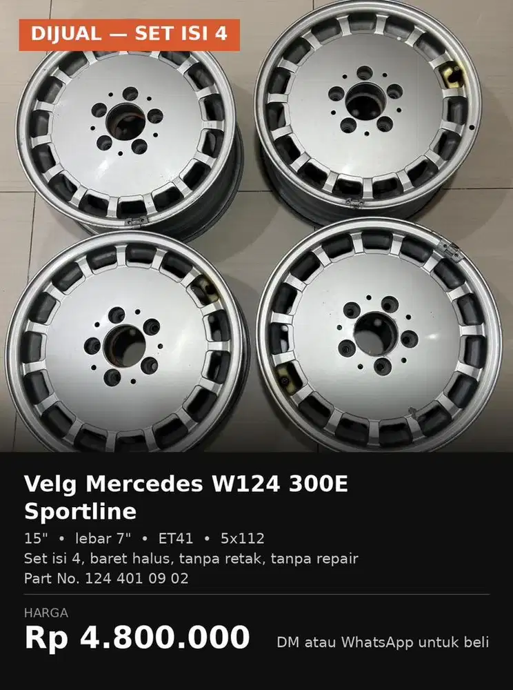 Velg Mercedes w124 Sportline
