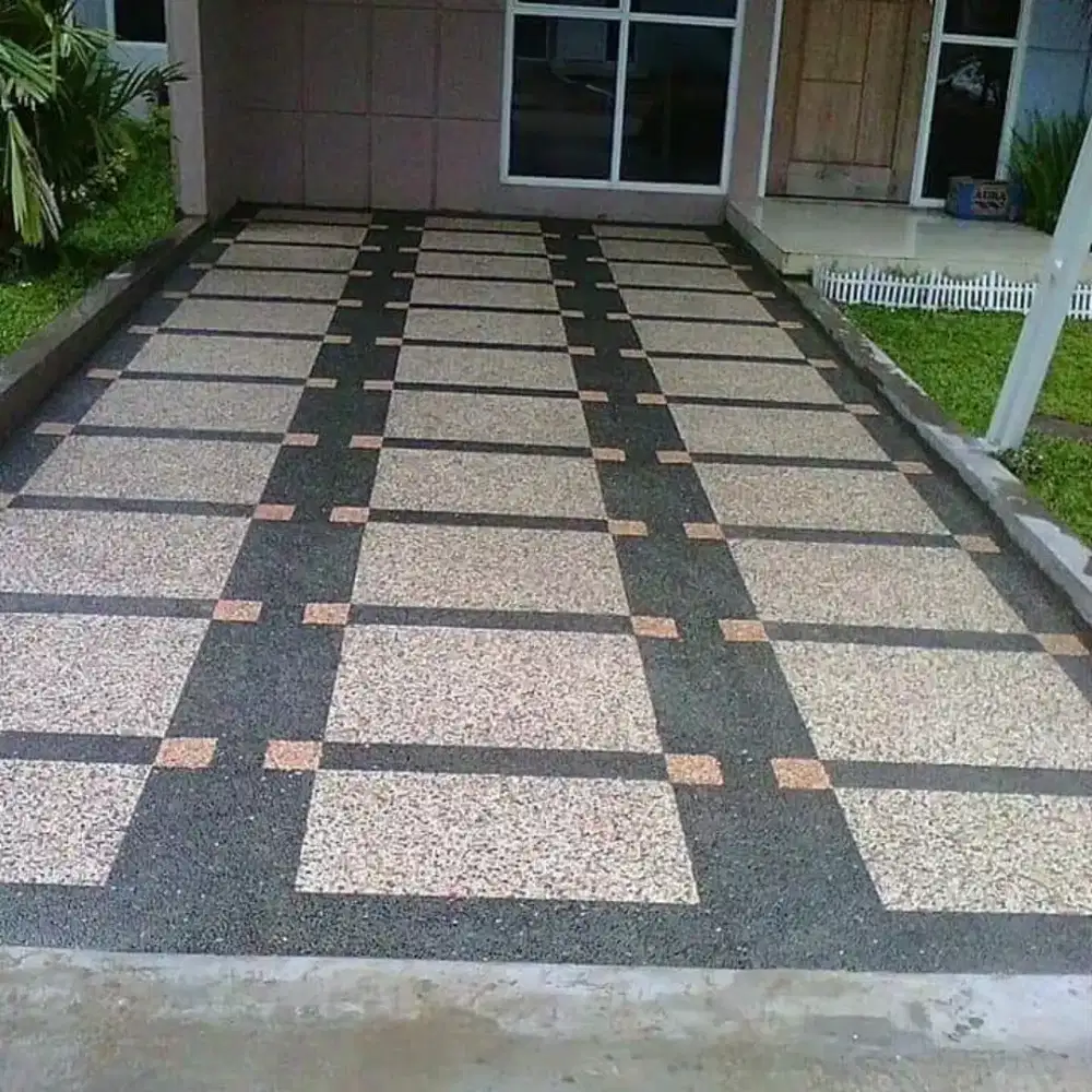 Lantai batu sikat garasi mobil modern
