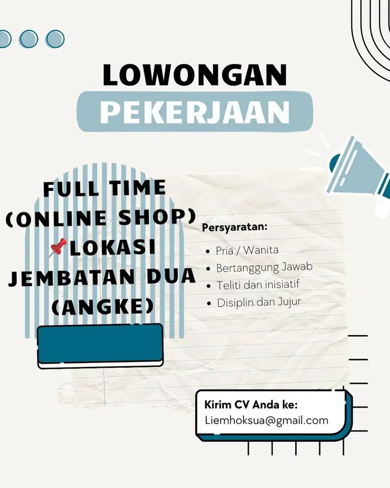 LOWONGAN PEKERJAAN ONLINE SHOP