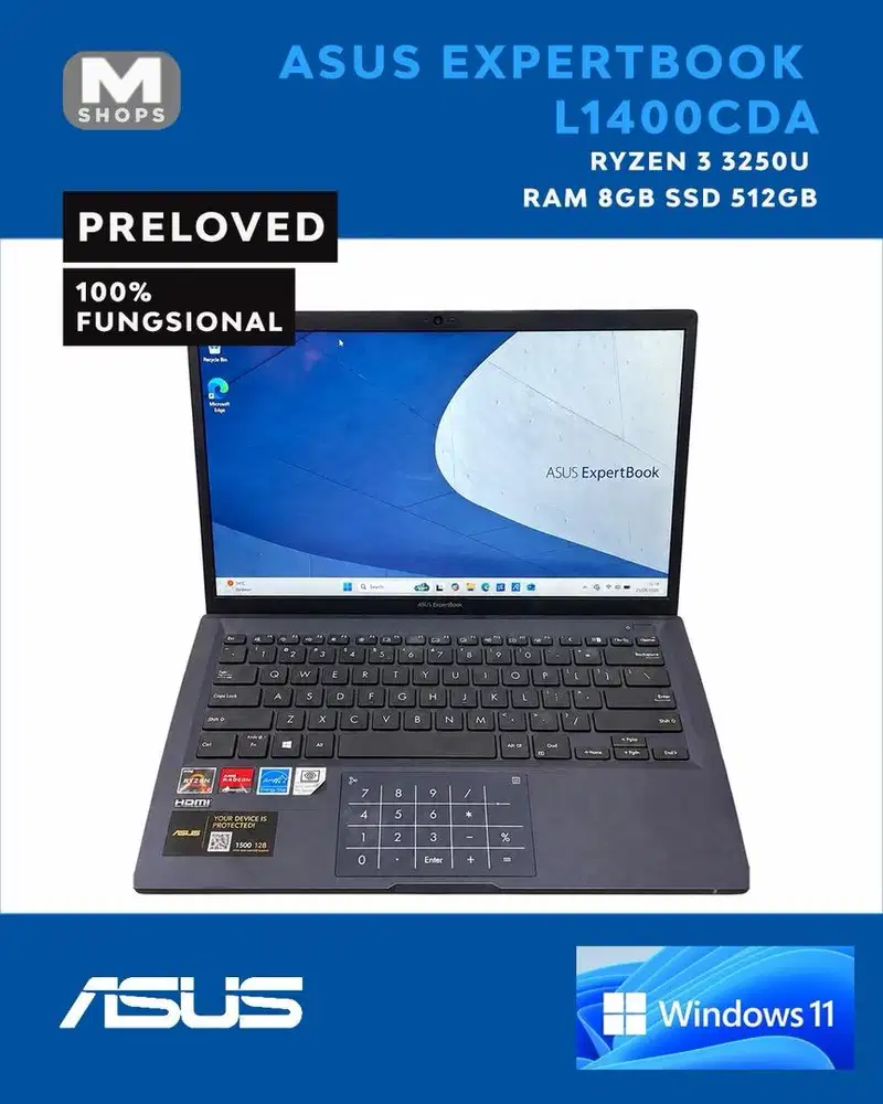 ASUS ExpertBook L1400CDA — Ryzen 3 | 8GB | SSD 512GB (PRELOVED)