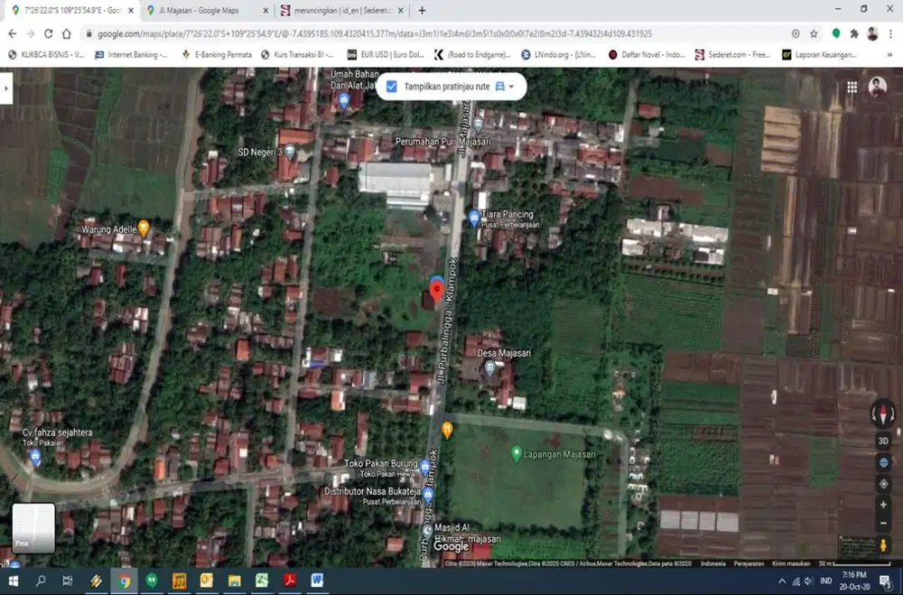 Dijual Tanah 3.599 m² Pinggir Jalan Raya Bukateja Purbalingga