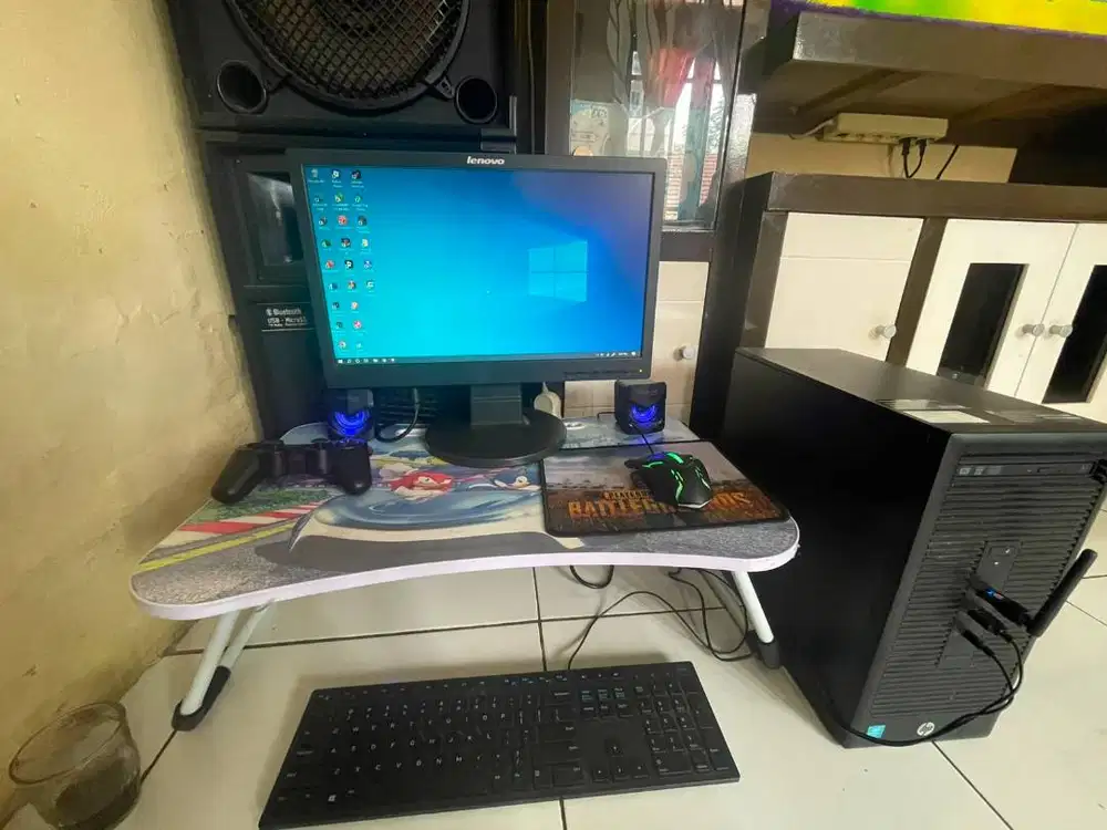 Pc satu set tinggal pakai, CPU HP monitor Lenovo