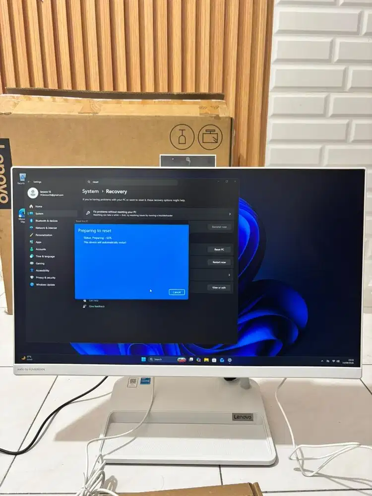 PC LENOVO AIO CORE I3 gen 12 HDR IPS 22”,Harman Kardon Wifi BT Fullset
