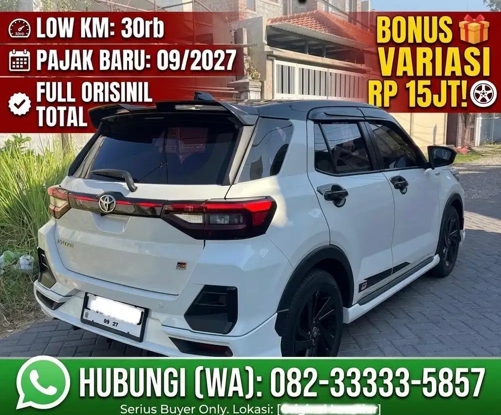 FullVar20jt raize GR twotone 2022 low km30rb (L) tg1 dr baru orisinil
