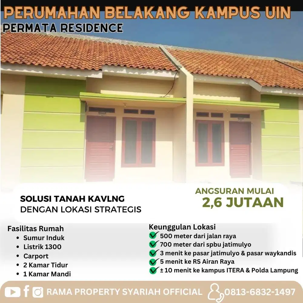 RUMAH MURAH PULAU SABESI SUKARAME  UIN dan ITERA