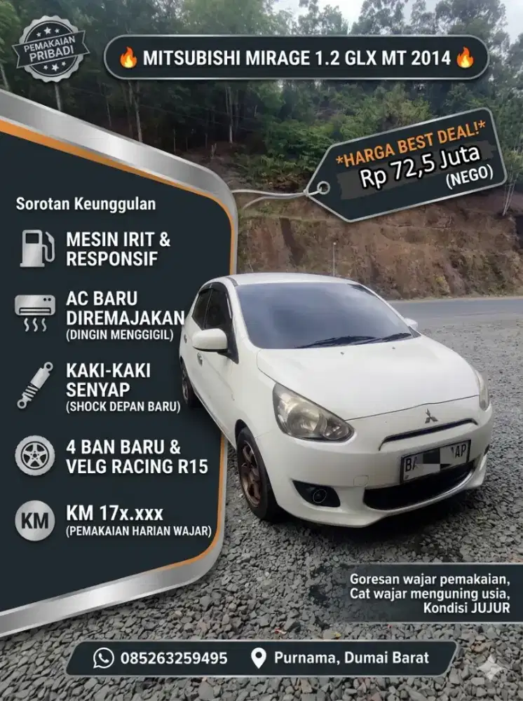 Mitsubishi Mirage GLX MT 2014 Putih Mutiara