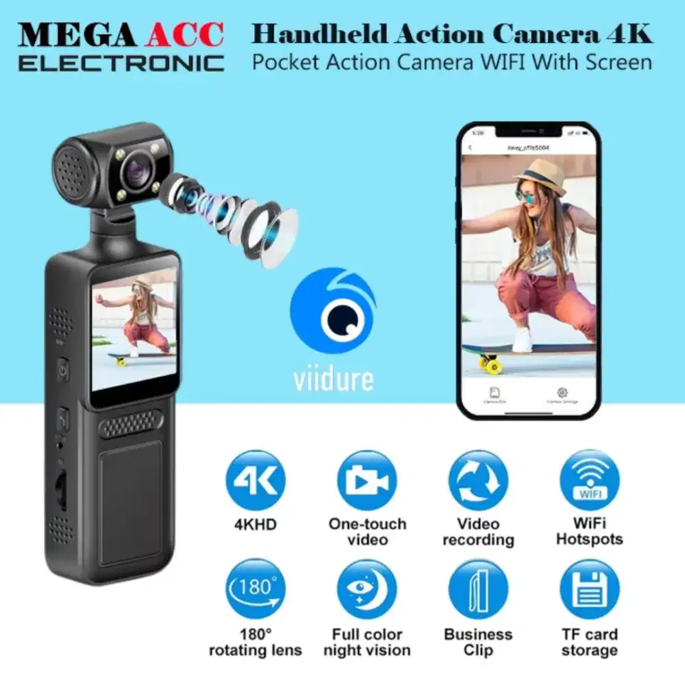 4K WiFi Pocket Action Camera '270 Rotatable
