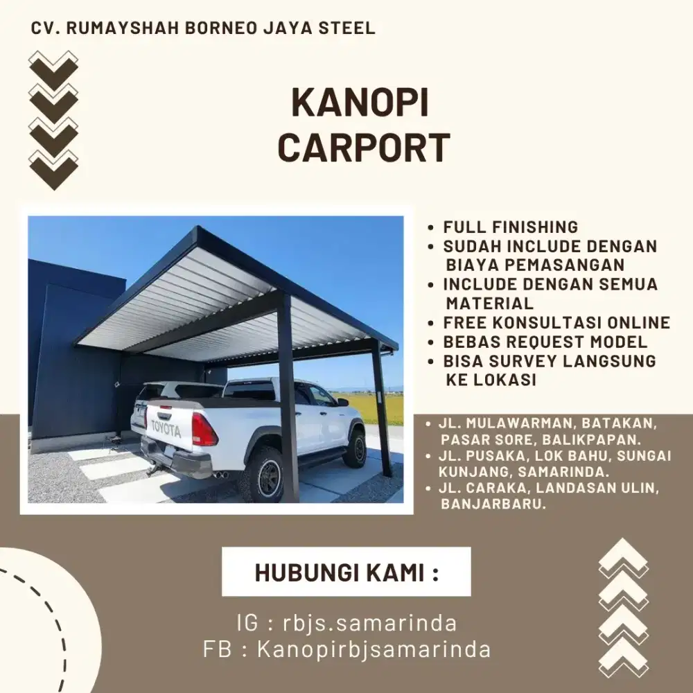 KANOPI CARPORT MINIMALIS | HOLLOW GALVANIS – CUSTOM