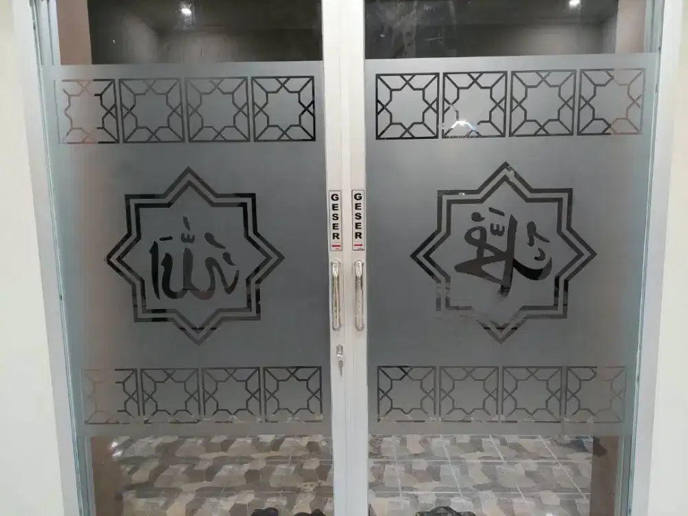Stiker sandblast unt masjid & mushola motif custom sesuai permintaan