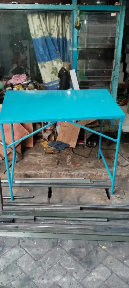 Meja Terop, Meja Plat Besi Kaki Besi, Meja Pipa Besi, Meja Besi Pipo,
