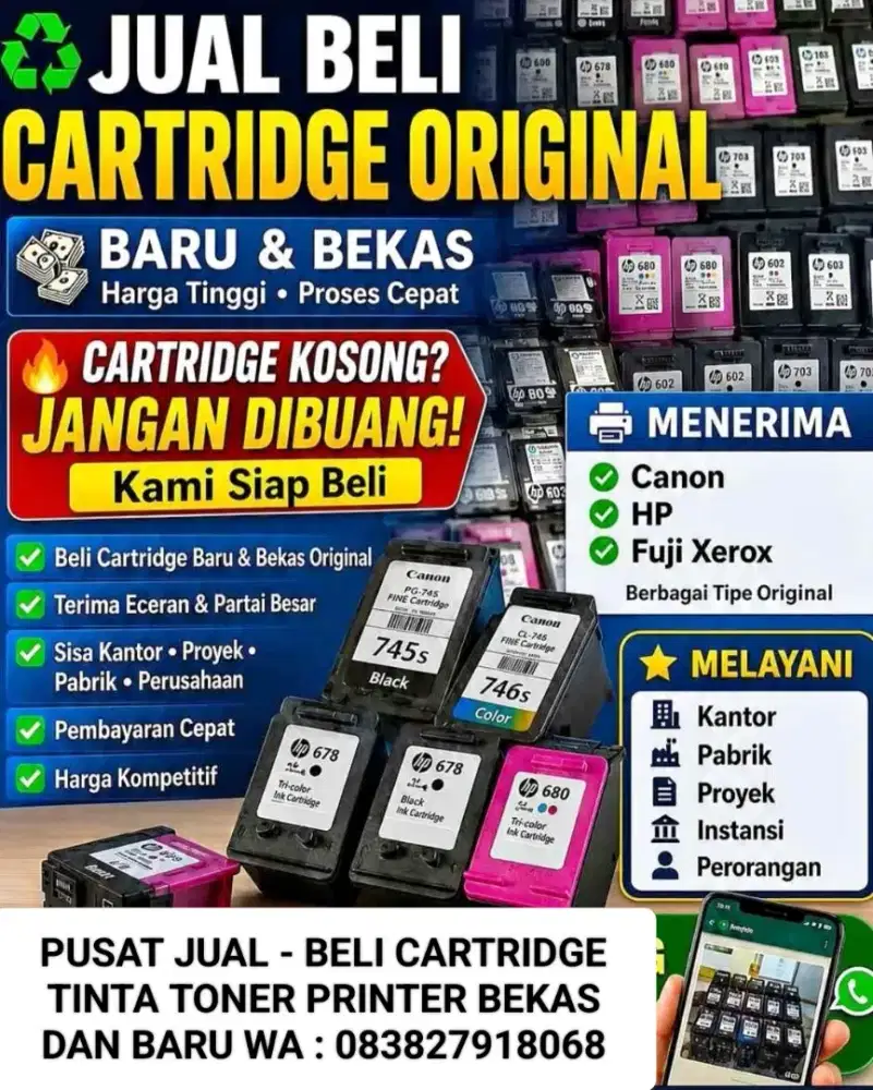 Terima cartridge tinta printer bekas atau baru