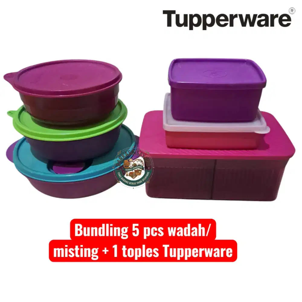 JUAL MURAH 5PCS MISTING WADAH TEMPAT BEKEL DAN 1 PC TOPLES TUPPERWARE