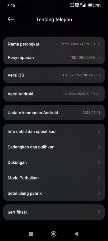 Redmi not 14pro 5g fullset