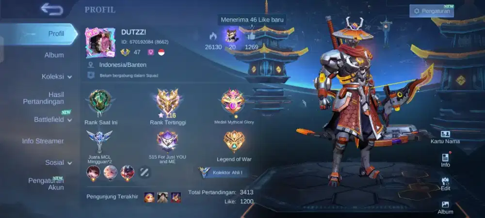 AKUN MOBILE LEGEND COLLECTOR YSS