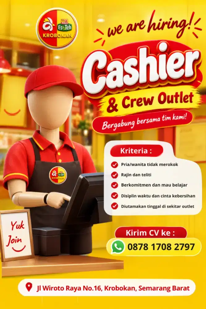 Lowongan Pekerjaan untuk Cashier & Crew Outlet