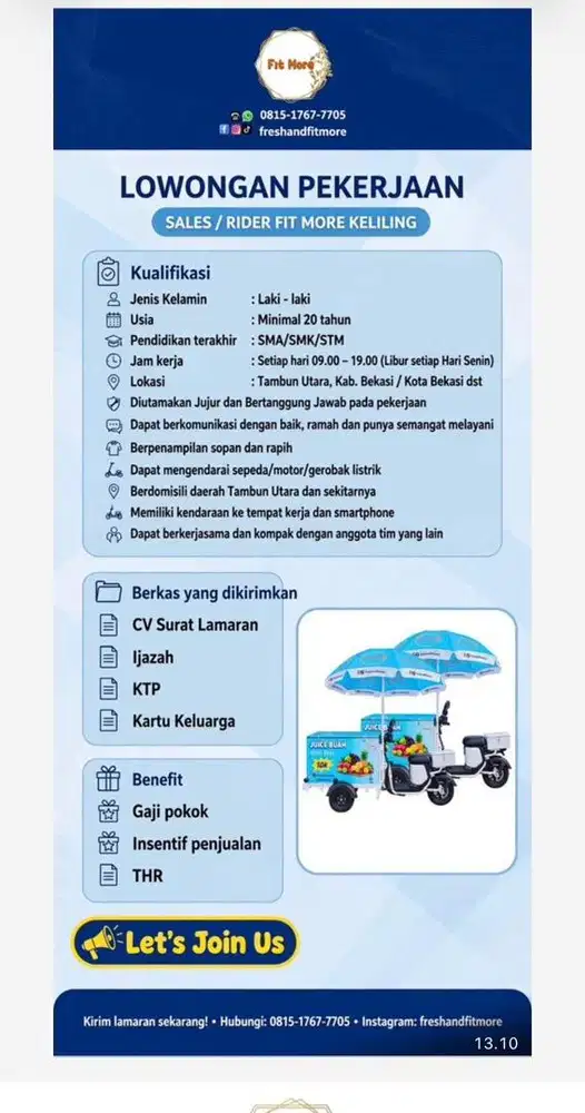 Rider Fit More dengan gerobak listrik